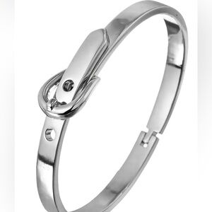 NEW Eye Candy Los Angeles Teresa Belt Brass/Silver Tone Bangle Bracelet.